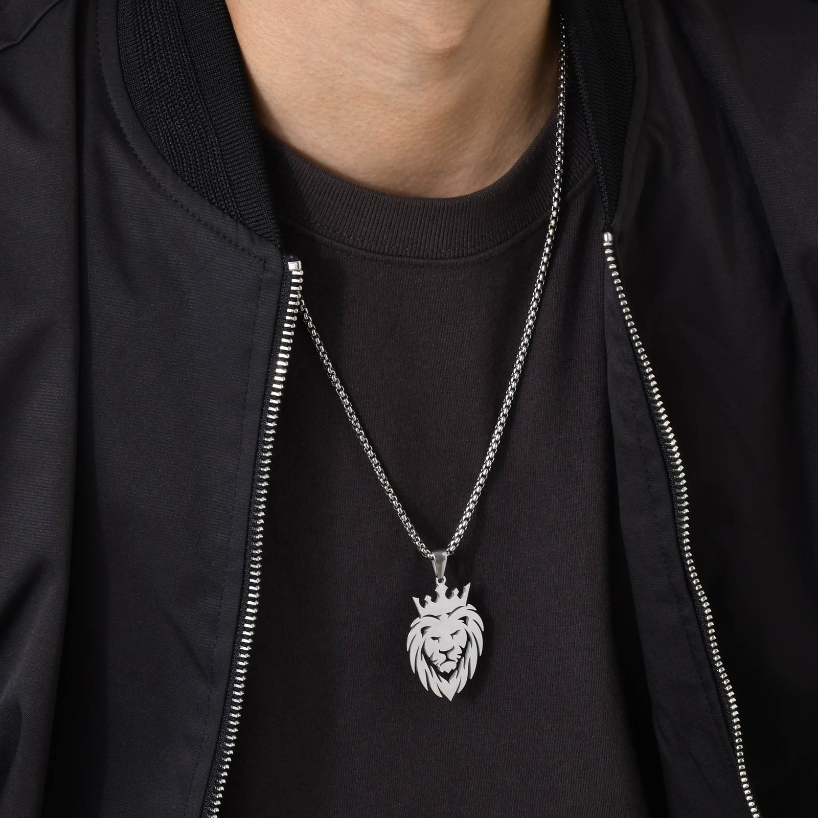 Collana Uomo/Donna Con Ciondolo Hip Hop Rock Band - Catena In Acciaio Inox, Design Geometrico Moderno