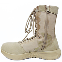 Bottes tactiques d'hiver légères en microfibre avec fermeture éclair latérale, semelle en PU, haute tige, imperméables, pour la sécurité et le travail