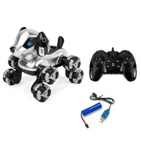 Elektrischer Plastik-RC-Roboterhund für Kinder mit Vollbewegung, Augenlicht, Musik, Ein-Tasten-Demonstration, 4-Kanal-Steuerung für Drinnen und Draußen