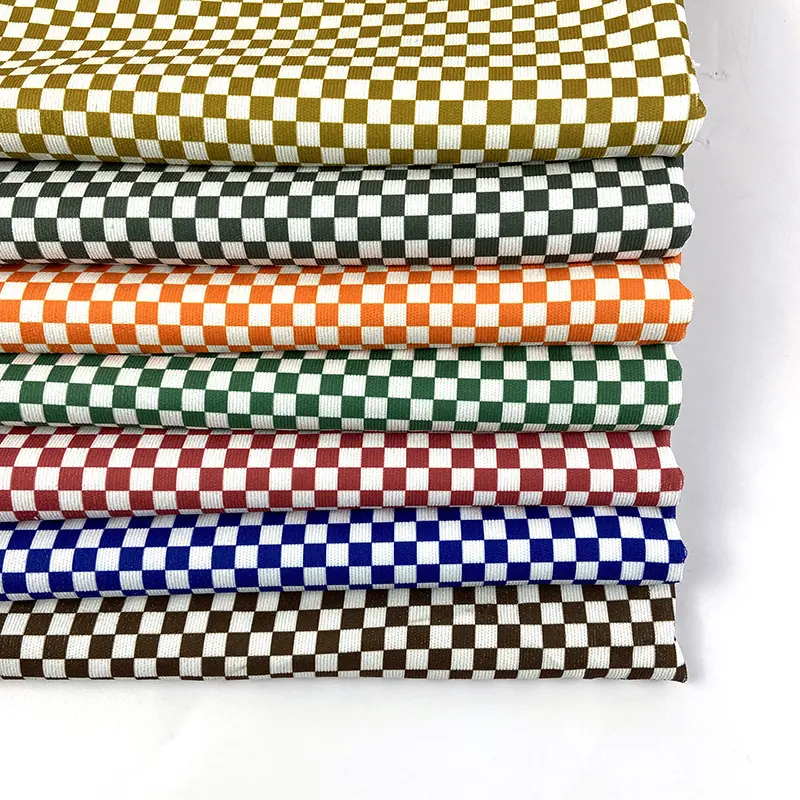 Chất Lượng Hàng Đầu Thời Trang Kẻ Sọc Checkerboard Vải Kỹ Thuật Số In Vải To Sợi Vải Cho Quần Áo Váy