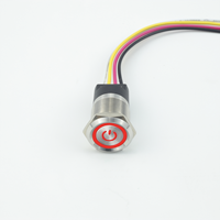 Interrupteur tactile 19MM 22MM avec fil Interrupteur à bouton-poussoir métallique étanche Interrupteur piézo-électrique métallique en acier inoxydable IP68 NO NC