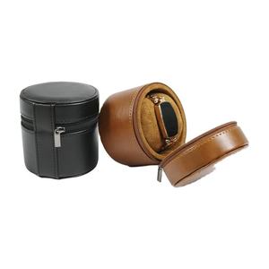 Single Travel case Watch Boxes Cases Watch Pouch Travel case Large Capacity Leather Cylindrical Portable Jewelry Storage Box - Product Image 3