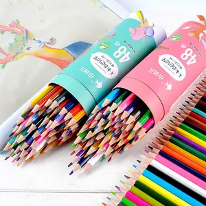 Juego de pinturas de colores aceitoso para niños, lápices de colores sin madera para principiantes, venta al por mayor