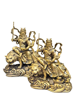 Statue Guan Yu en cuivre Dieu chinois de la loyauté et du courage Sculpture de guerrier incrusté de dragon Décor Feng Shui Technique de coulée