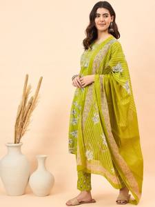 Kurta en pur coton avec pantalon et produit en vrac fait main Dupatta indien pakistan pour femmes - Product Image 4