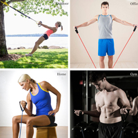 Bandas de Resistencia TPE de 5 Niveles con Asas, Cuerda Elástica para Yoga, Tubo de Ejercicio Ecológico para Entrenamiento de Fuerza en Casa