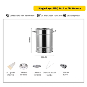 Barbecue au charbon de bois sans fumée haute température avec 28 brochettes, un barbecue professionnel en acier inoxydable pour le camping et l'extérieur - Product Image 3