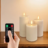 Ensemble de bougies à LED sans flamme rechargeables par USB avec télécommande Lampe de décoration de Noël avec gradateur de minuterie pour les mariages