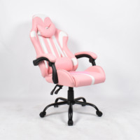 Chaise de bureau pivotante ergonomique pour ordinateur, chaise de jeu en cuir rose pour filles avec accoudoirs articulés