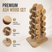 Ensemble d'haltères réglables en bois massif, légers et durables, avec support de rangement, pour la maison, de luxe, pour le fitness, avec logo personnalisé, vente en gros