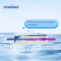 Pemurni Air Inline LED UVC Penghilang Bakteri 99,99%, Air Minum, 0,26GPM, 1,2-2W, DC12-24V, 265-275NM, Tanpa Merkuri UVWORKS
