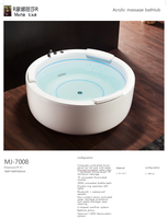 Baignoire à remous en acrylique avec massage à remous 3,5 HP, 18 buses lumineuses, éclairage LED double anneau et connectivité Bluetooth
