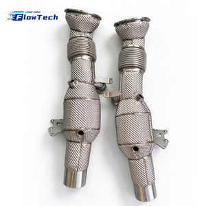 Tube intermédiaire en acier inoxydable avec bouclier thermique et finition sablée pour Ferrari 296 GTB 2.9T V6 hybride - Product Image 1