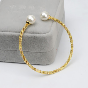 Pulsera Elástica de Malla de Plata S925 Hecha a Mano, Estilo Coreano con Doble Perla, Cadena de Moda para Mujer - Product Image 4