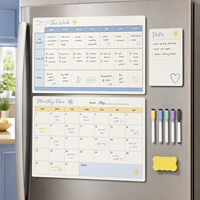 Planificateur magnétique pour réfrigérateur en papier inscriptible avec calendrier mensuel, planning hebdomadaire et liste de notes, impression de logo personnalisée