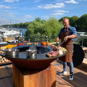 Ventes directes d'usine pleine grandeur Thanksgiving bouteille de bière foyer sec bois de chauffage acier corten rond <span class=keywords><strong>barbecue</strong></span> <span class=keywords><strong>bateau</strong></span> - Product Image 4