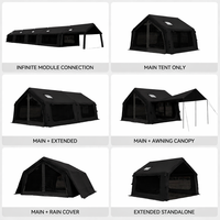 Tente de camping gonflable 8+8,8m² portable à double porte avec fenêtre de toit, imperméable, quatre saisons, en tissu Oxford, pour l'extérieur