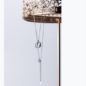 Collier pendentif double cercle en argent sterling 925 plaqué rhodium avec zircon, certifié CMA, tendance, pour femmes et enfants - Product Image 3