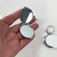Porte-clés Cœur en Acier Inoxydable pour Sublimation DIY, Accessoire Pendentif, Mini Miroir de Maquillage Portable
