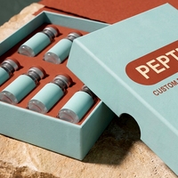 Boîte rigide personnalisée avec couvercle et base verts pour flacons de peptides, 6 flacons, soins personnels, carton gris, impression offset