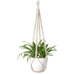 Suspensions pour plantes en macramé, panier <span class=keywords><strong>suspendu</strong></span> pour plantes d'intérieur <span class=keywords><strong>avec</strong></span> perles en bois, porte-<span class=keywords><strong>pot</strong></span> de fleurs, <span class=keywords><strong>corde</strong></span> en coton sans pompons, décoration d'intérieur, 89 cm - Product Image 1