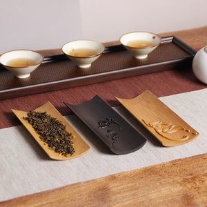 Cuillère à thé artisanale en bambou, forme plate, design sculpté, pour cérémonie du thé, origine Anji - Product Image 3