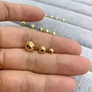 Toptan bakır kaplama 18k altın metal yuvarlak boncuk spacer takı aksesuarları diy kolye bilezik