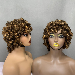 Peluca de flequillo rizado de 12 pulgadas Fresh Drop, 100% cabello humano, ultra gruesa, esponjosa, con rebote natural, cabello corto para mujeres - Product Image 4