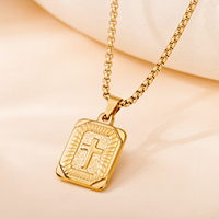 Vente en gros de bijoux religieux, pendentif croix, acier inoxydable tendance pour hommes et femmes, collier avec pendentif croix carré