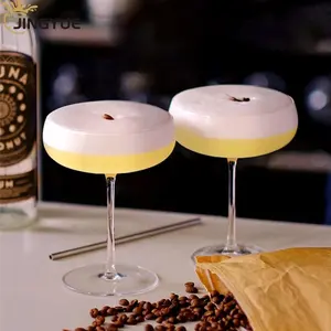 4 Pak antik kristal Coupe Cocktail Set 280ml buatan tangan kreatif Stemmed Ribbed Martini Champagne Glass dalam kotak hadiah