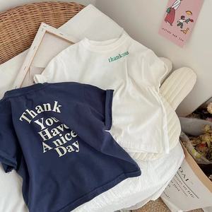 T-shirt ample pour enfants en coton 100% avec imprimé lettres, nouvelle collection été 2022 - Product Image 2