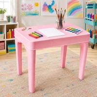 Table d'activités pour enfants en plastique, coins arrondis, faible hauteur, pour tout-petits, maternelle, facile à nettoyer, légère, robuste