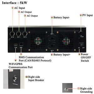 Inversor Solar Híbrido JCPower 2026 de 5kW 24V DC 208/240V AC de Onda Sinusoidal Pura con Doble MPPT para Conexión a Red y Fuera de Red - Product Image 6