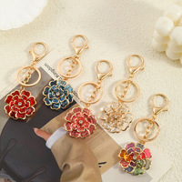 Nouvelle fleur acrylique Simple à la mode créative incrustée de diamants doux personnalisé porte-clés suspendu lot en métal
