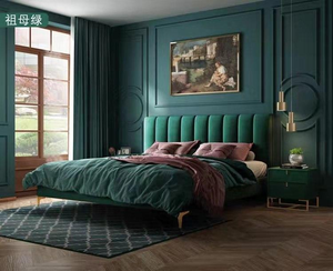 Mobilier moderne et élégant pour chambre à coucher Ensemble de lit double king size gris velours capitonné rangement rembourré grand lit en cuir - Product Image 3