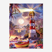 Peinture Diamant 5D Complète en Résine, Motif Phare, Bateau et Paysage Marin, sur Toile Personnalisée, Cadeau DIY Écologique