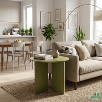 Table d'appoint ronde en bambou, design minimaliste, stable et peu encombrante, table basse de canapé