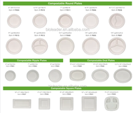 Assiette à bagasse carrée jetable-Durable et sans plastique
