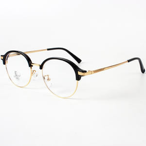 Nouvelle monture de lunettes demi-cerclée TR90 ronde, anti-UV et anti-lumière bleue, unisexe, taille moyenne, verres AC, pont nasal standard - Product Image 1