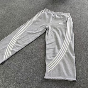 Grey <strong>White</strong> Stripe Plain Embroidery <strong>Jogger</strong> Double Pocket Baggy Sports <strong>Jogger</strong> French Terry Straight Leg <strong>Jogger</strong> - Product Image 5