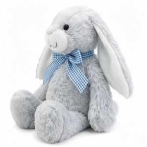 Conejito de peluche personalizado con orejas largas y blancas, animal de peluche gris neutro para habitación infantil, juguete de conejo suave para abrazar. - Product Image 5