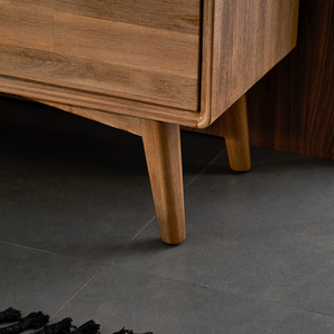 Buffet de rangement en noyer cannelé de luxe, style minimaliste, avec panneau à bords courbes et panneaux cannelés, et quincaillerie en laiton pour la décoration intérieure - Product Image 3