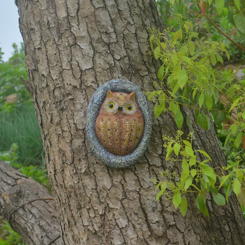 동물 나무 허거 수지 올빼미 조각 벽 장식품 야외 마당 예술 정원 동상 장식 입상 나무에 매달려