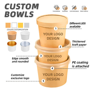 Suministro de fábrica Vasos de papel Kraft desechables Logotipo personalizable Cubo de sopa impreso y taza de gachas para llevar para café de sopa - Product Image 6