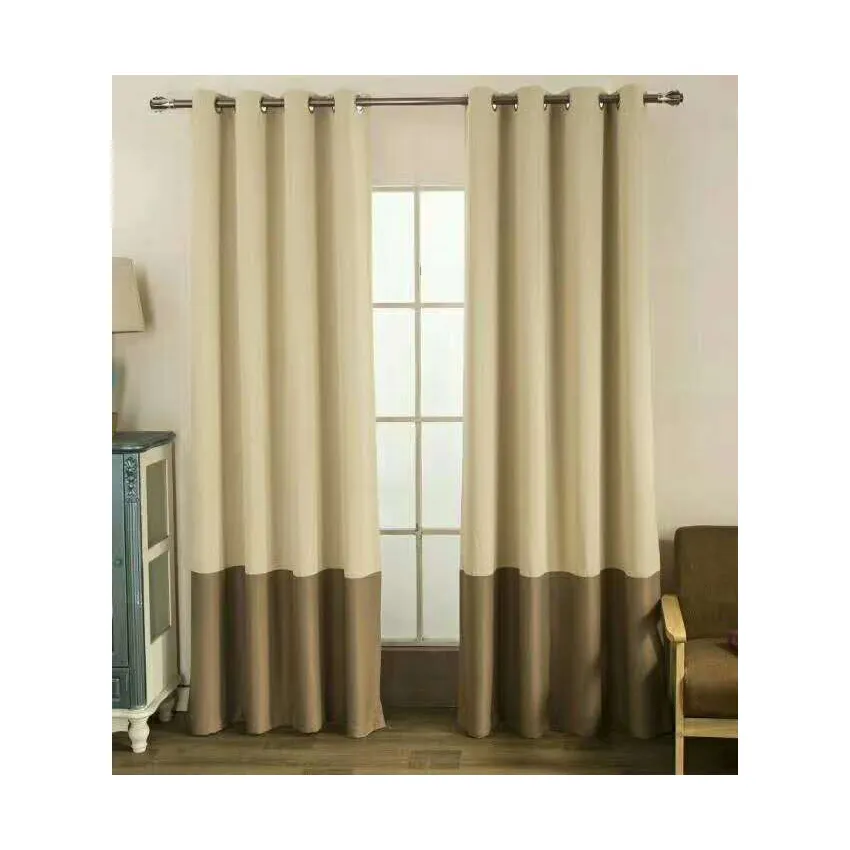 Cortina para janela de poliéster, design de cortina para sala de estar, duas cores