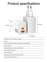 IBD Venta al por mayor original PD45W GAN Cargador de pared rápido 2 puertos USB tipo C cargadores y adaptadores multifunción para teléfono celular portátil 15
