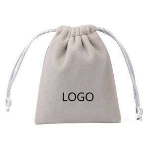 Bolsa de Terciopelo Blanca Personalizada para Joyería, Ecológica, con Cordón y Logotipo - Product Image 1