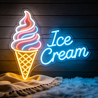 Enseigne néon personnalisée LED pour crème glacée et gelato, motif cône fondant et coulant, pour bar à desserts, café, enseigne ouverte, décoration murale, art néon pour chambre