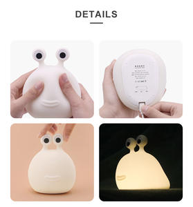 Lampe de chevet rechargeable en silicone souple avec contrôle tactile, minuterie automatique, lumière chaude à intensité variable pour chambre d'enfant - Product Image 4
