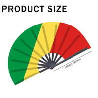 Vente en gros de drapeau de la République du Congo Éventails à main pliants en plastique Ventilateur à main pour carnaval, mariage, festival, fête, voyage